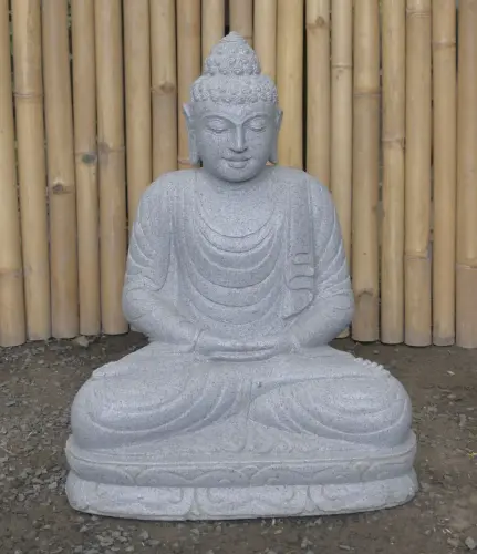 Product image of the product “Seated Buddha made of Riverstone in Dhyana position - gesture of meditation, H.62 cm, natural. ”